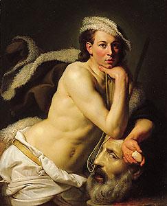 Johann Zoffany Self-portrait as David with the head of Goliath oil painting picture